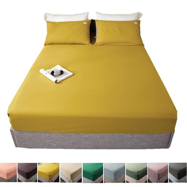 

sheets & sets 1 pc 100% pure cotton fitted bed sheet single twin double queen king size with elastic bottom