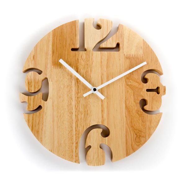 

wall clocks solid wood clock japanese logs quartz creative nordic minimalist bedroom living room art round mute