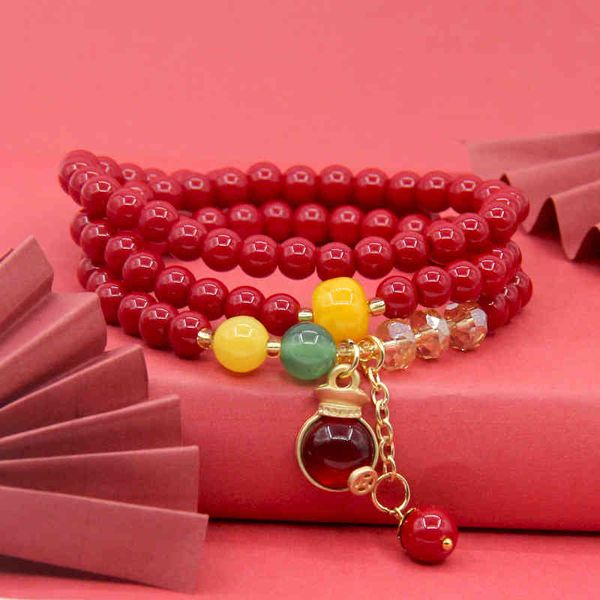 

chinese-style products 2022 benmingnian three circle tiger head red bead bracelet chinese wind blessing bag fortune cat exorcism crystal