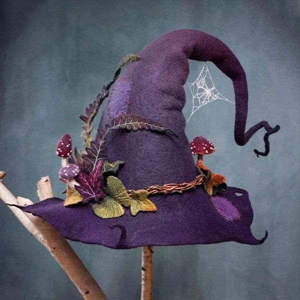 

party hats halloween decoration witch cosplay head artificial plants mushroom hat soft felt costume props holiday