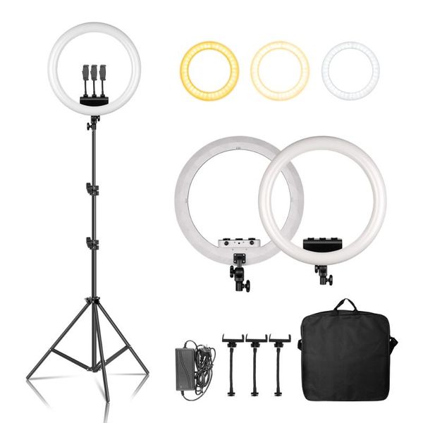 

flash heads sh 18inch ring light led large selfie video lamp with tripod stand phone clip for youtube live lighting po pography studio
