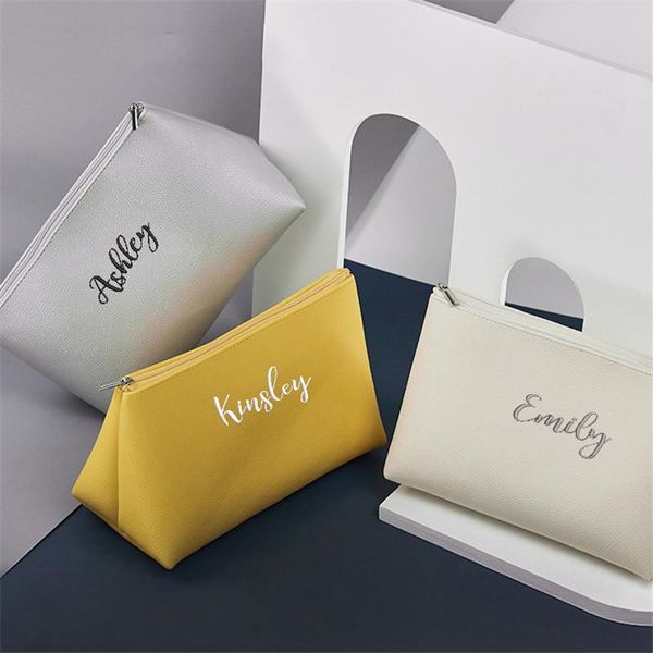 

cosmetic bags & cases personalized pvc travel make-up portable high capacity bag embroidered wash waterproof customized bridesmaid gift for