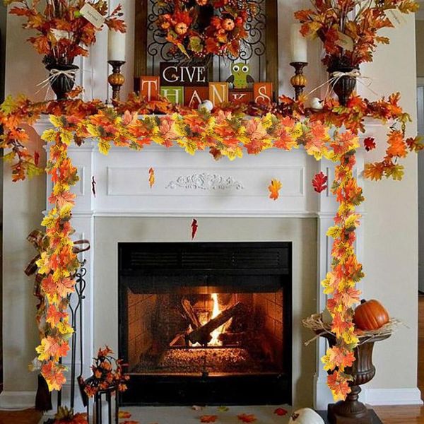 

decorative flowers & wreaths 1.75m home autumn decoration leaves garland artificial vine fake foliage string thanksgiving christm