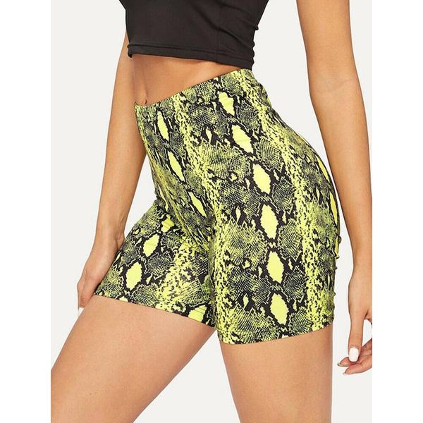 

women's shorts women snakeskin high waist stretch skinny slim dance trousers ladies exercise clothes summer costume 2021, White;black