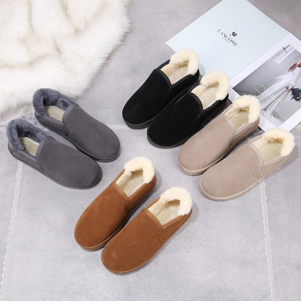 

boots bomkinta bordered design slip on flock women plus fur soft indoor shoes furry comfortable ankle lady moccasins, Black