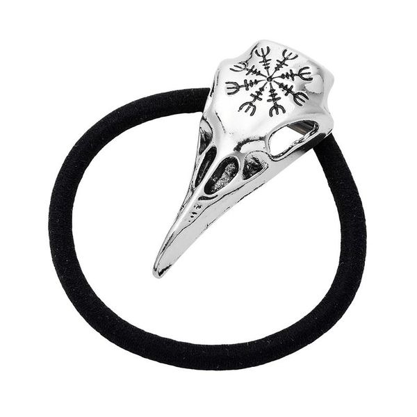 

hair clips & barrettes viking jewelry gothic metal raven skull hairband pony tail holder elastic rope tie headwear for women accessories, Golden;silver