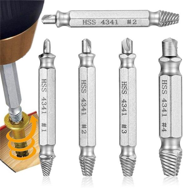 

professional drill bits 4pcs/set broken damaged screw extractor bit guide set bolt fastener remover easy out carpentry