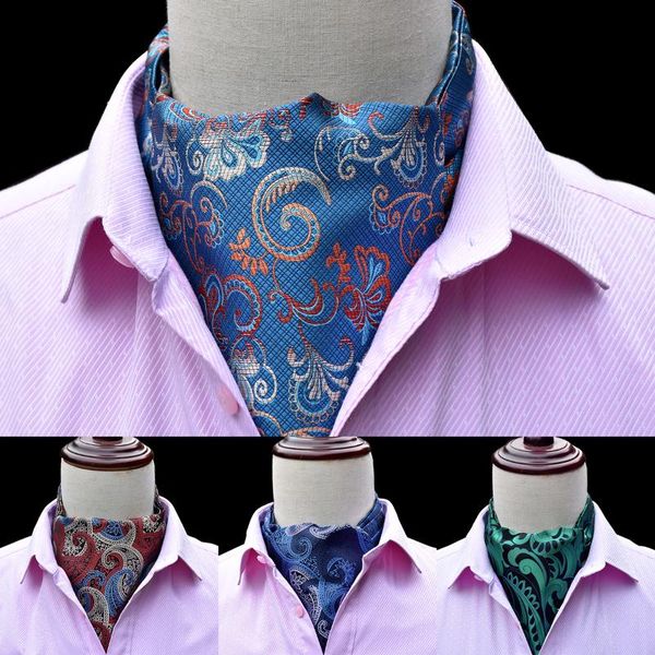 

bow ties gusleson fashion jacquard floral paisley men cashew ascot tie gentlemen formal neck wedding party luxury cravats, Black;gray
