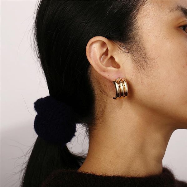 

dangle & chandelier vintage punk multi layer circle earrings for women lady metal gold color statement round hoop earring brincos jewelry, Silver