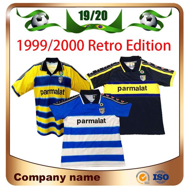 1999 2000 Parma Fußballtrikot 99/00 Heimtrikot von Crespo Thuram Baggio, Cannavaro Ortega, klassische Vintage-3RD-Fußballuniformen