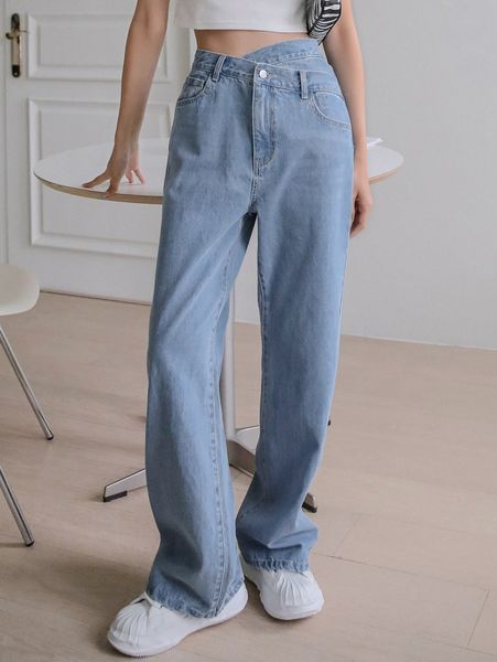 

dazy high waist wide leg jeans v2th#, Blue