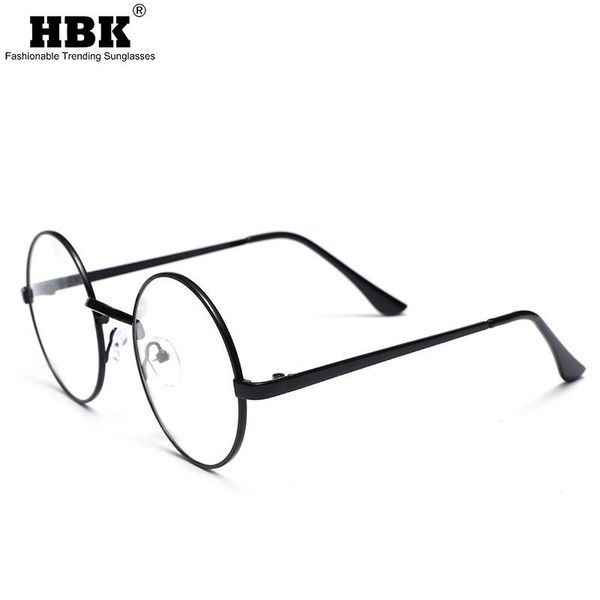 

fashion sunglasses frames hbk 2021 retro vintage glasses metal frame women round lens flat myopia classic optical mirror men eye pg0021, Black