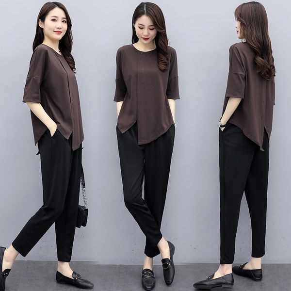 

plus size women fashion suit + pants slim fit leisure two-piece set, Gray
