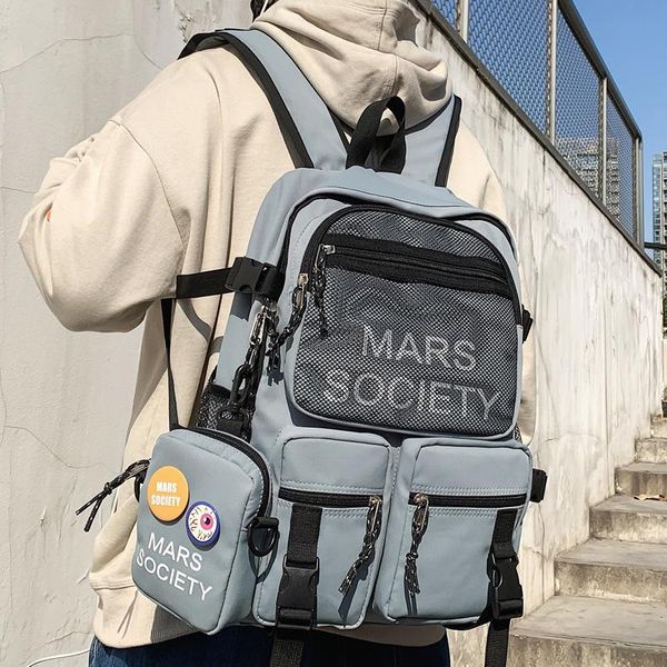 

fashion waterproof nylon women backpack female multi-pocket net travel bag men large capacity book college couples schoolbag