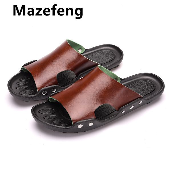 

slippers mens sandals summer pvc male casual soft comfortable outdoor wear-resisting slip-on man tcx7, Black