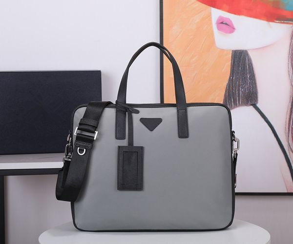 

men's silver nylon large capacity portable briefcase