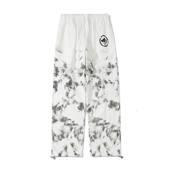 

pants trousers wash water in autumn and winter to make old fashion br tie dye black white loose casual leggings lovers hip hop elastic jeans