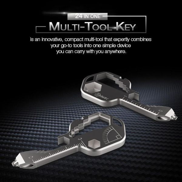 

hooks & rails disruptive multi-tool key for the modern featuring over 16+tools stainless steel tool outdoor cycling portable
