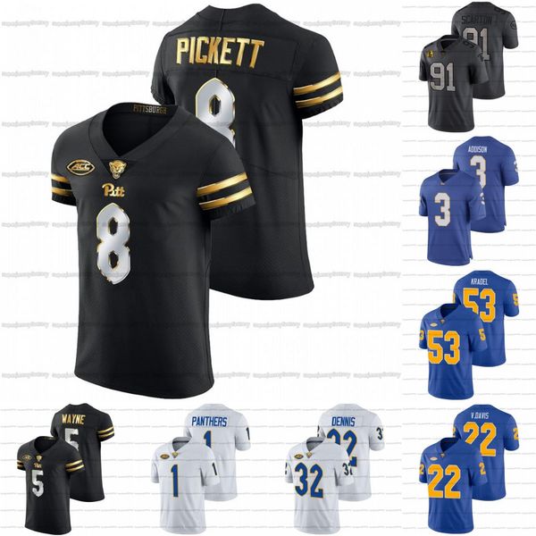 

2021-22 pitt panthers ncaa football jersey kenny pickett jared wayne rashad weaver tony dorsett vincent davis jordan addison brandon hill ja, Black