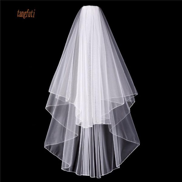 

bridal veils white ivory two layers tulle wedding pencil edge with comb accessories short veil 2021, Black