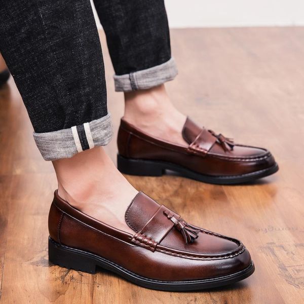 

dress shoes 2021 men handmade brogue style paty leather wedding flats oxfords formal zapatos hombre, Black
