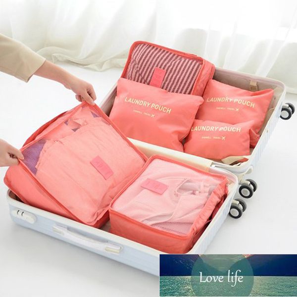 6 pçs / set de viagem Organizador Organizador de maquiagem rosa Organizer mala de embalagem Cubo Case Mala de viagem Acessórios de viagem Preço de fábrica Especialista Qualidade Última estilo