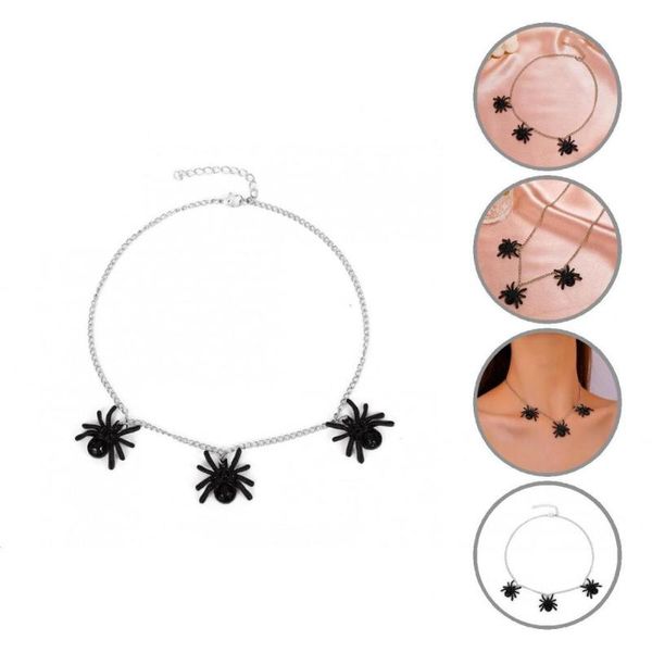 

chokers sturdy accessory three black spider-shaped pendant necklace jewelry, Golden;silver
