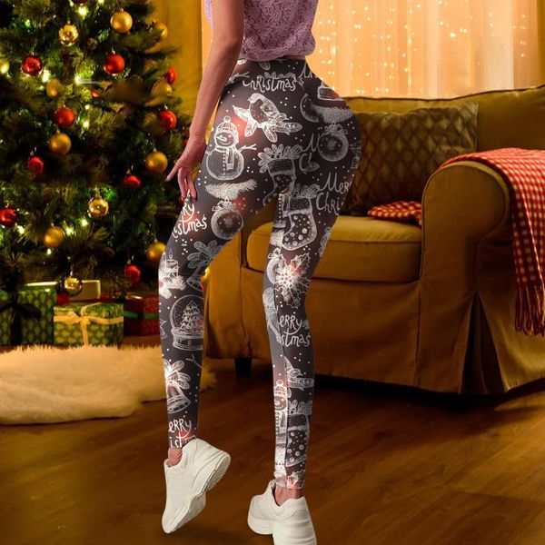 

women's leggings christmas women high waist skinny leggins fitness legging ladies printed workout stretch trousers pants, Black
