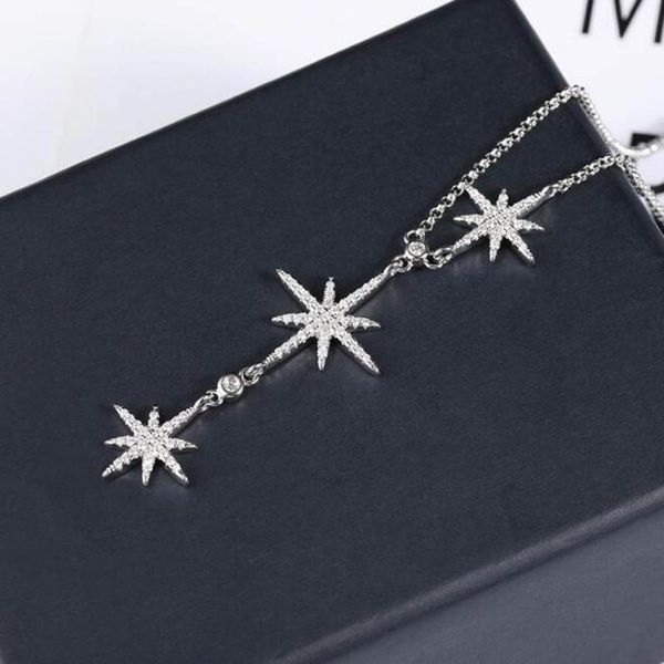 

pendant necklaces fashion shiny rhinestone star classic necklace adjustable elegant women simple designer sweater chain, Silver