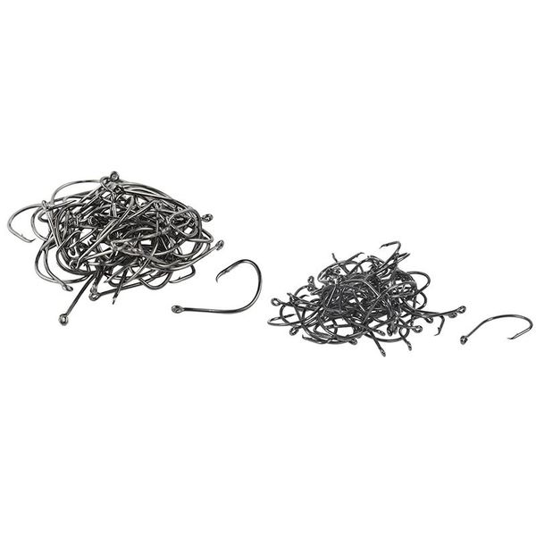 

braid line 100 pcs chemically sharpened ocs circle fishing hooks tackle black, 50 no.1/0 & no.2/0