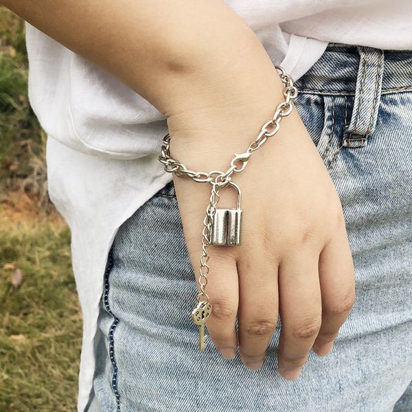 

factory wholesale new key lock bracelet women punk hip hop jewelry b216 party gift