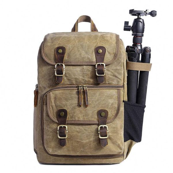 

backpack vintage canvas+leather batik po bag outdoor travel roomy padded pography dslr camera case for canon/nikon/sony