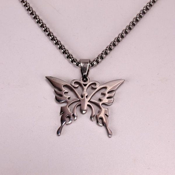 

pendant necklaces butterfly necklace hollow stainless steel jewelry electrolytic polishing process does not fade bh, Silver