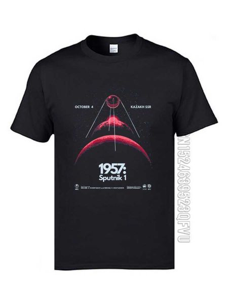 T-shirt spaziali satellitari artificiali Sputnik sovietiche Father Tee est T-shirt da uomo in tessuto 100% cotone personalizzate 210629