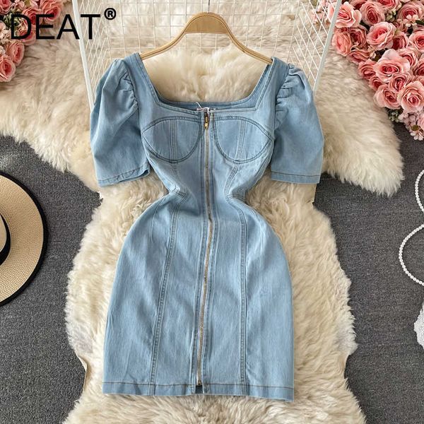 

deat women denim mini dress square collar short sleeve arrivals lady temperament fashion spring summer 11d1666 210709, Black;gray