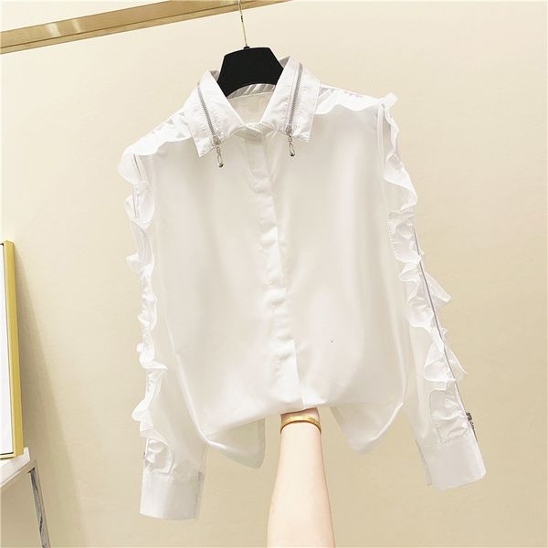 

blouses long sleeve white blouse women fashion ruffles shirt femlae top