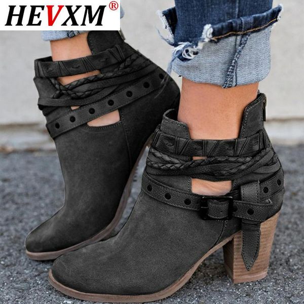 

boots 2021 winter women fashion casual ladies shoes suede leather buckle high heeled zipper snow boot, Black