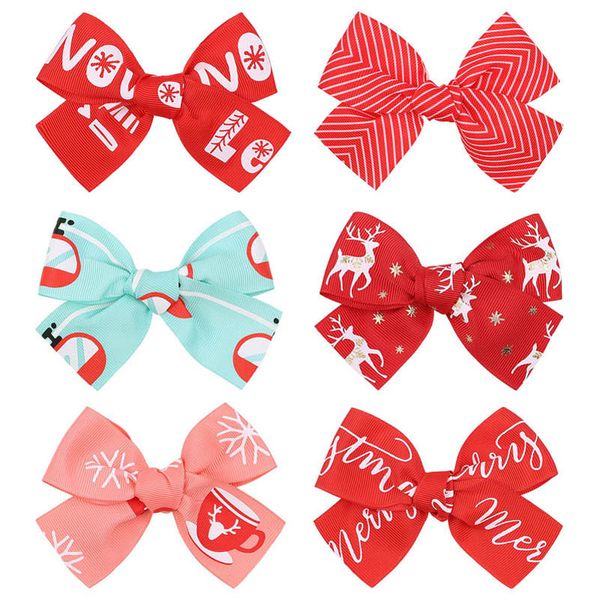 

girls hair accessories hairclips christmas bow clip baby barrettes accessory 4.25inch b8011, Slivery;white