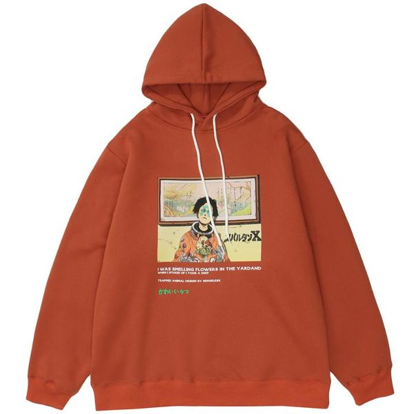 

men's hoodies & sweatshirts hoodie men mutated japanese anime boy print pullover couple plus velvet oversize harajuku hip hop sweatshir, Black