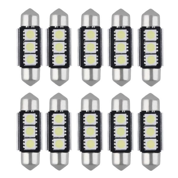 

car headlights 10pcs 36mm 3 led smd auto license plate dome light bulb