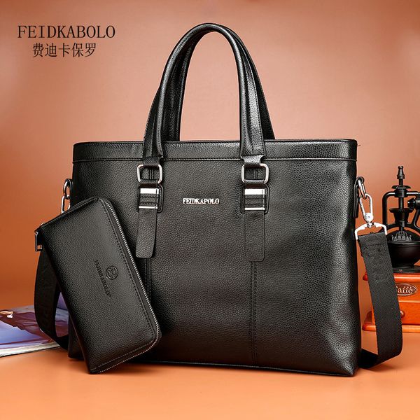 

briefcase men's handbag horizontal leather bag business single shoulder messenger