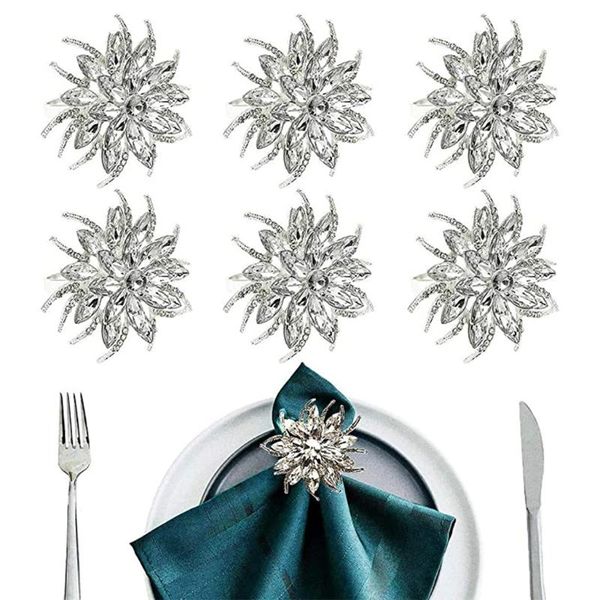 

6pcs rhinestone lotus flower napkin rings for christmas wedding birthday party 72xf