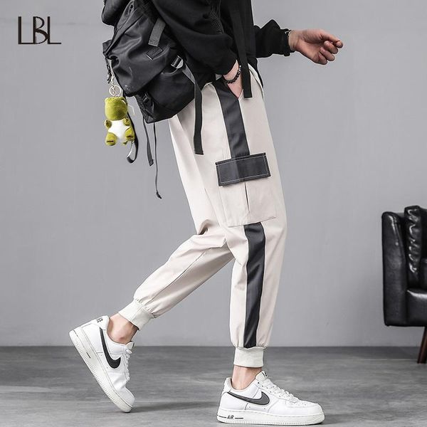 

joggers cargo pants men casual hip hop multi-pocket trousers male drawstring outdoor sweatpants streetwear men's slim fit, Black