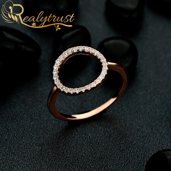 

cluster rings realytrust lucky circle finger ring for women 925 sterling silver jewelry 3a zircon wedding band engagement party birthday gif, Golden;silver