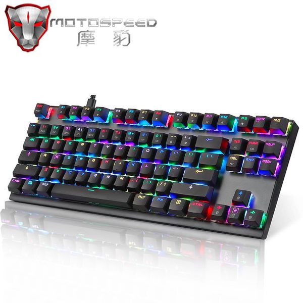

keyboards english/russian motospeed k82 rgb gaming mechanical keyboard blue/red switch led backlight usb wired ergonomics laser