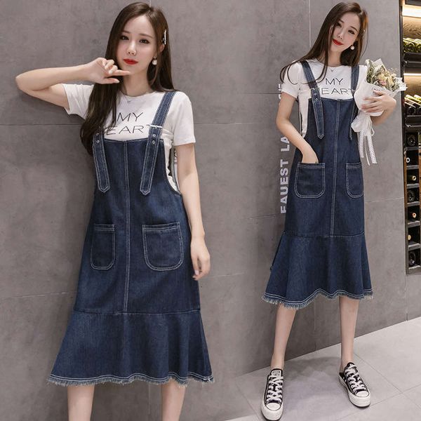 

casual large wind dresses with shoulder loose and thin, versatile medium length denim dress for women, Black;gray
