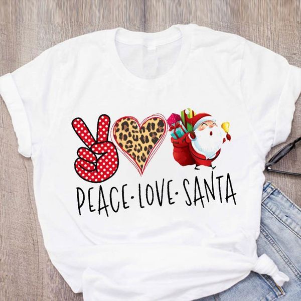 

and women graphic cartoon mens t shirt leopard heart santa claus clothes merry christmas printed lady tees clothing female, White;black