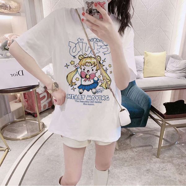 

2021 summer fried street short sleeve t-shirt women's fashion net red korean version beautiful girl warrior white large size dress, White;black