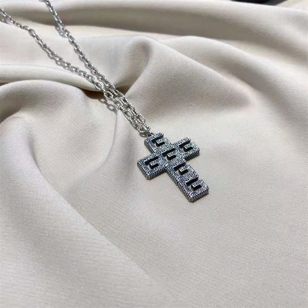 

925 silver old carved cross pendant lovers necklace exclusive design jewel
