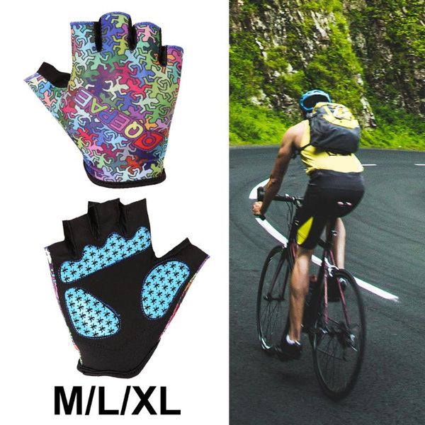 

1pair bicycle cycling half finger padded gloves shockproof bike fishing gym, Black